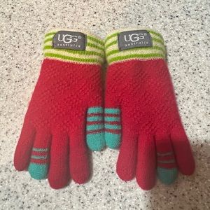 UGG Australia Girls Winter Gloves Red/Blue/Green/Cream Ages 5-8 Size Youth Sm